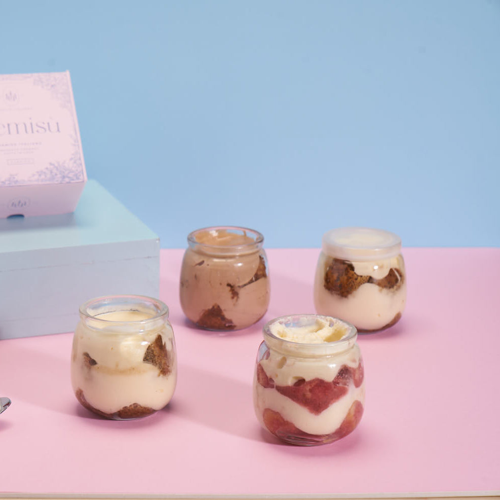 Pack de 6 tiramisú individual en vaso de vidrio reutilizable