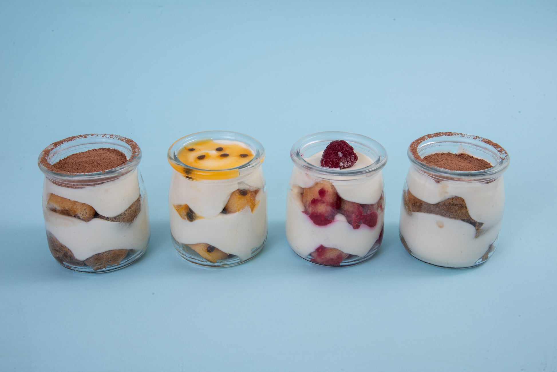 Pack surtido de 6 tiramisú individual en vaso de vidrio