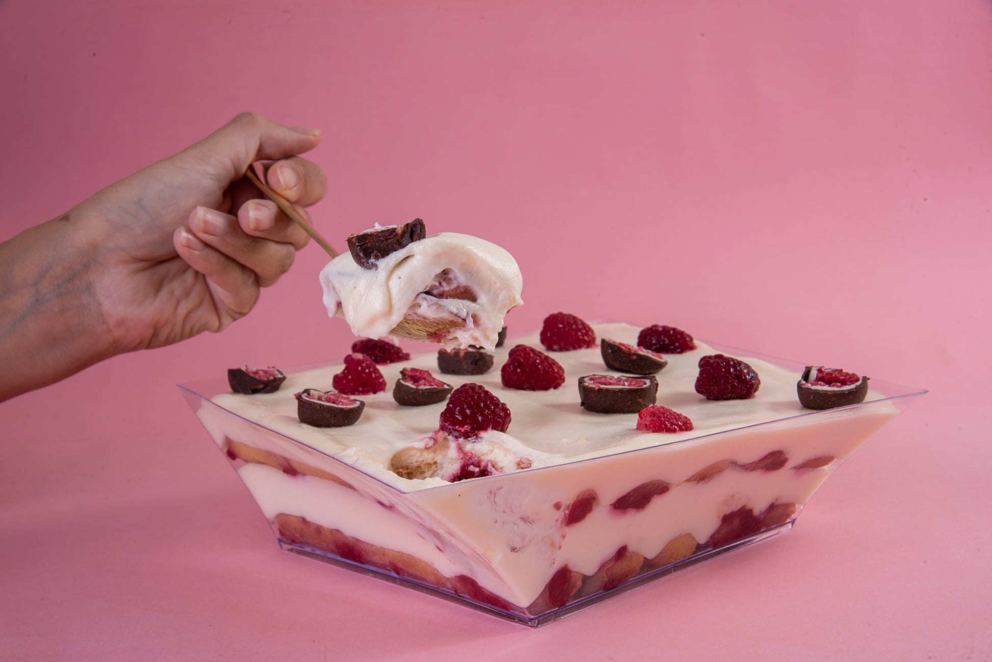 Tiramisú italiano sabor frambuesa con despacho en Santiago